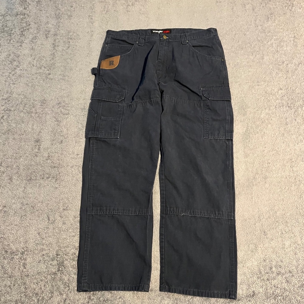Wrangler RIGGS Workwear Men Blue Ripstop Ranger Double Knee Cargo Pants 38x30